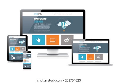 Modern flat responsive web design vector illustration devices