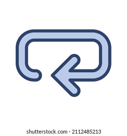 Icono de símbolo de rebobinado plano moderno