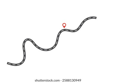 Modern flat road map and journey route infographics template. Simple vector winding road with pin pointer  icon illustration. Flat vector illustration

