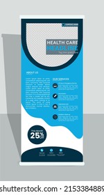 Modern and flat roll up banner design template for healthcare and medical.