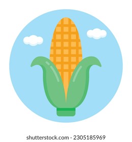 Modern flat rounded icon of corn  
