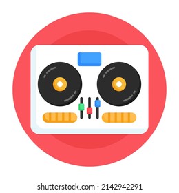 Eine moderne, flache, abgerundete Ikone des DJ-Mixers 