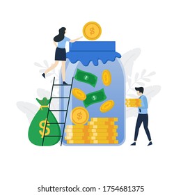 Modern flat save money illustration concept. Illustration for websites, landing pages, mobile applications, posters and banners.