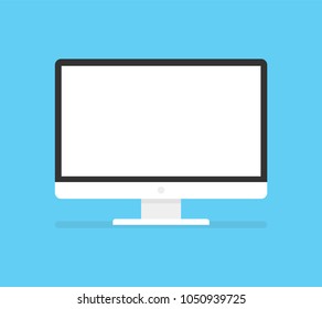 Modern flat screen computer monitor. Computer display isolated on white background. Vector illustration.