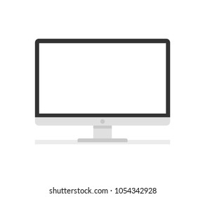 Modern flat screen computer monitor. Computer display isolated on white background. Vector illustration.