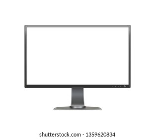 Modern flat screen computer monitor. Computer display isolated on white background. Vector illustration. 