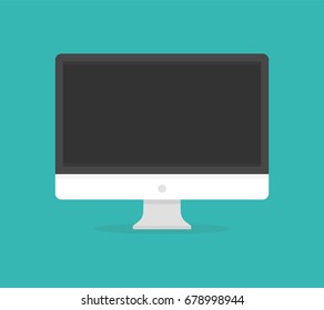 Modern flat screen computer monitor. Computer display isolated on background. Vector illustration.