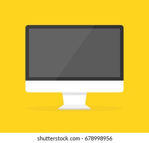Modern flat screen computer monitor. Computer display isolated on background. Vector illustration.
