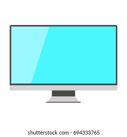 Modern flat screen computer monitor. Computer display isolated on white background. Vector illustration.