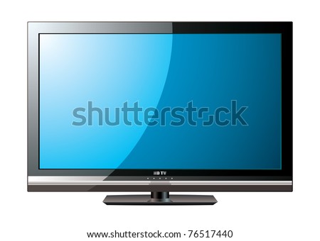 Modern flat screen television with blue monitor