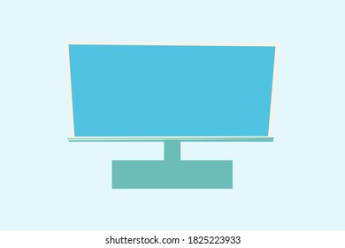 Modern flat screen television on blue background
