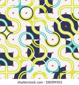 Modern flat seamless pattern with circle wavy ornament