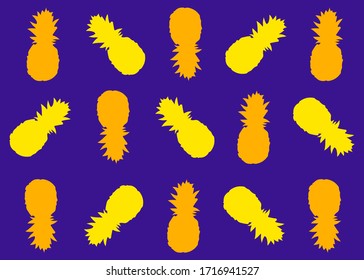Modern flat seamless pattern with pineapple silhouette