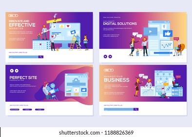 Modern flat set of effective website designs. Template of web page design for website illustration. Concepts of web page design. Vector mobile development layout