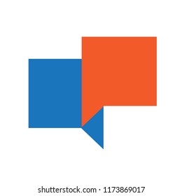 Modern Flat Shadow Square Speech Bubbles Logo 