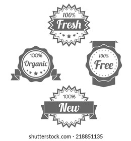 Modern flat shop badge tag stamp - collection of vintage retro labels design elements. Vector illustration