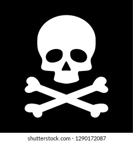 Modern flat skull crossbones icon isolated on black background .
