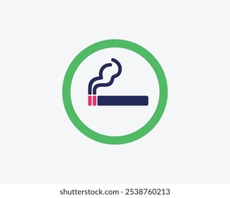 Modern flat smoking area icon and sign.