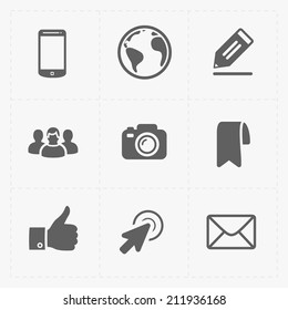 Modern  flat social icons set on White