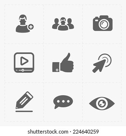 Modern flat social icons set on White