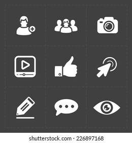 Modern flat social icons set on Dark