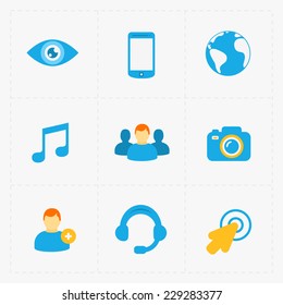 Modern flat social icons set on White