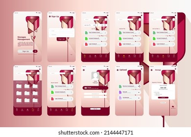 Modern Flat Soft Rose Flower Storage Management App UI Kit Template