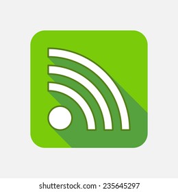 Modern flat square vector icon with long shadow. Signal, wifi, wi-fi, radio, point, waves