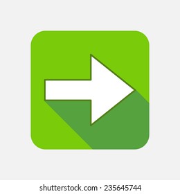 Modern flat square vector icon with long shadow. Arrow, forward, backward, direction, link