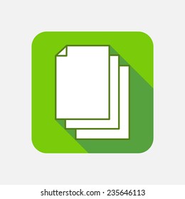 Modern flat square vector icon with long shadow. Documents, papers, information, articles, text