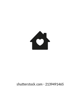 Modern Flat Stay Home Stay Safe for Covid-19 Icon Logo Emblem. Heart symbol and house. Affection. Vectors. stock illustration