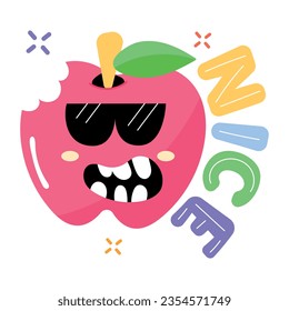 Pegatina plana moderna de manzana 