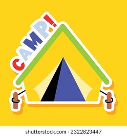 Modern flat sticker of camp 
