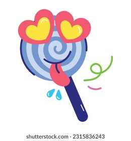 Modern flat sticker of candy lollipop 