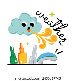 Modern flat sticker depicting chicago weather 