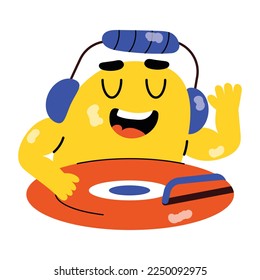 Modern flat sticker of disc jockey 