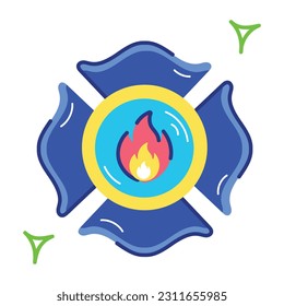 Etiqueta plana moderna de la placa del bombero 