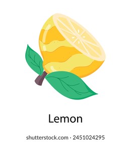 Modern flat sticker of a half cut lemon
