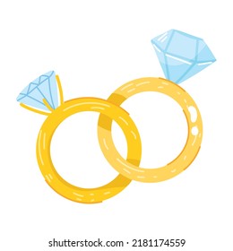 Modern flat sticker icon of wedding rings 