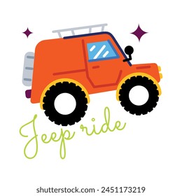 Modern flat sticker of a jeep ride 