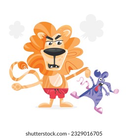 Modern flat sticker of lion rat 