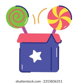 Modern flat sticker of lollipop box 