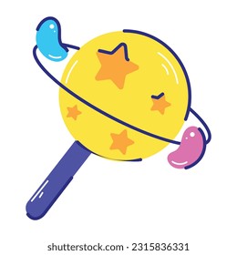 Modern flat sticker of lollipop planet 