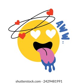 Modern flat sticker of in love emoji 