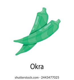 Modern flat sticker of okra