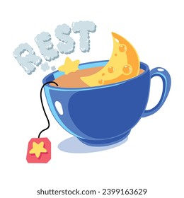 Modern flat sticker of relaxation tea 