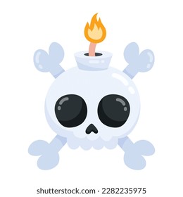 Modern flat sticker of skeleton bomb 