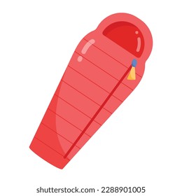 Modern flat sticker of sleeping bag 