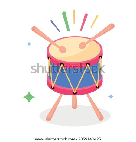 Modern flat sticker of snare drum 