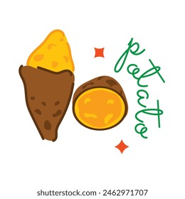 Modern flat sticker of sweet potato 